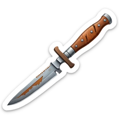 rusted full knife including the handle  sticker