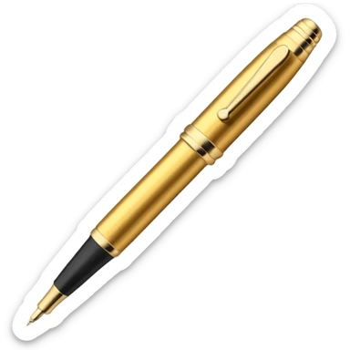 3D perspective academic premium golden ink pen sticker