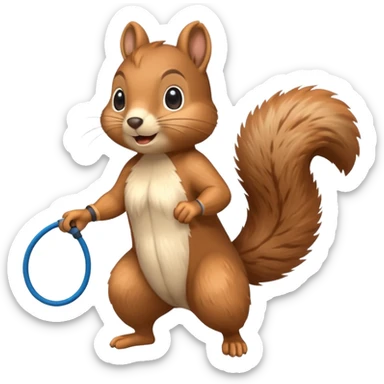 Squirrel playing jump rope sticker
