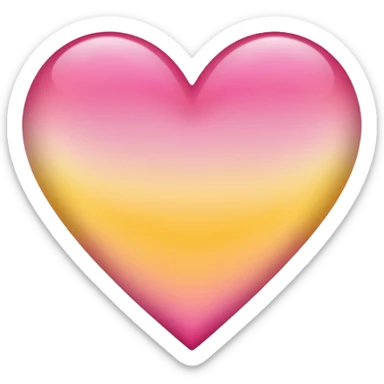 Yellow to pink ombré heart sticker