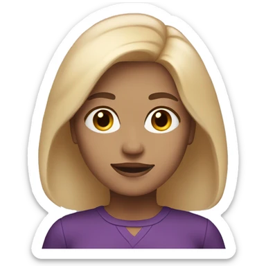 A woman, mid-length blonde hair, purple gradient sticker