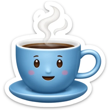 blue coffee cup with steam sticker