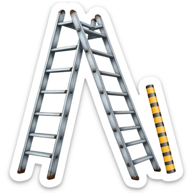 Broken ladder with tape fix sticker