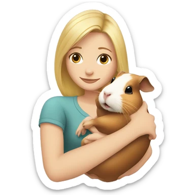 Blonde Woman hugging a guineapig sticker