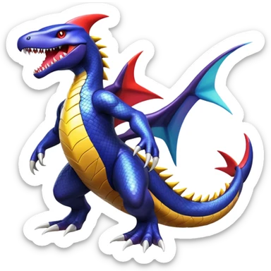 Shiny Exotic Colorful epic Garchomp-Koraidon-Fakémon-hybrid-creature (full body)  sticker