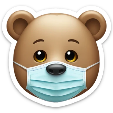 Bear with a face mask sticker