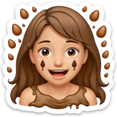 Fille caca qui pu et pleure de rire avec des mouches autour sticker