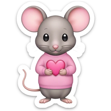 dark grey mouse wearing pink heart sweater  sticker