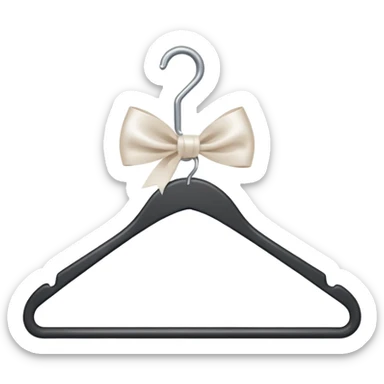 White hanger with a bow on the hook sticker