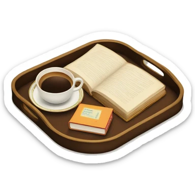 vintage tray with books and coffee  sticker