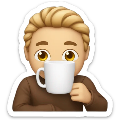 A person hugging a cup of cappuccino  sticker