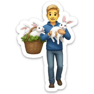 A man carrying 15 bunnies sticker