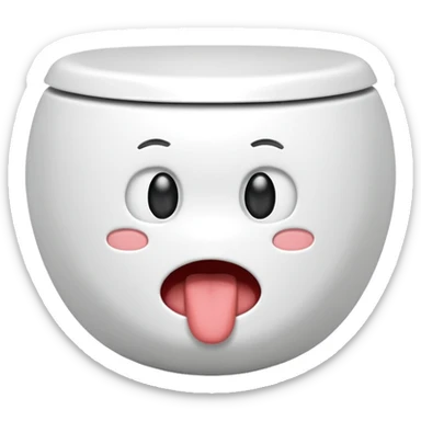 Toilet bowl with mouth as opening sticker