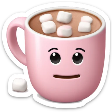 Light Pink mug of hot chocolate with marshmallows  sticker