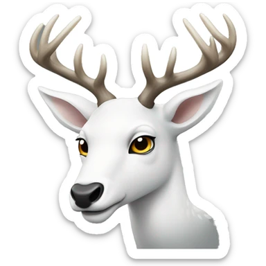 A white deer,with a fierce expression  sticker