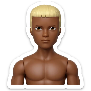 Brown skin Ken doll with blonde short cut hair brown eyes slip fit with muscles sticker