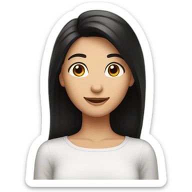 A beautiful person with black hair and brown eyes appears happy waiting for a surprise   sticker