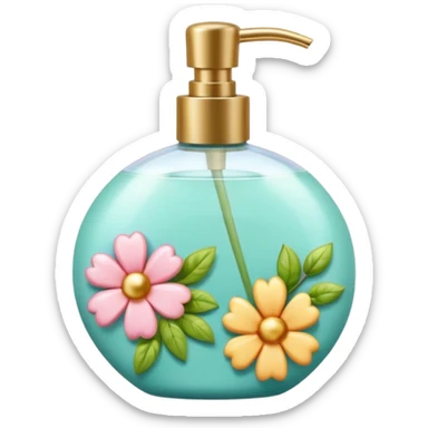 Colorful shiny glossy soft smooth Pastel soap perfume cocktail bomb bar spray bottle lotion cream jar ceramic pottery pot flowery floral item aesthetic decoration room thing  sticker