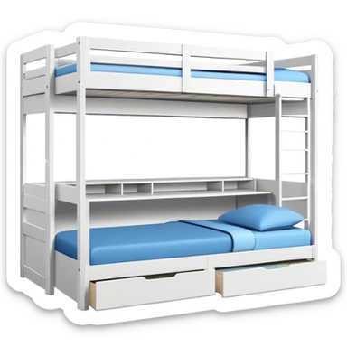 Triple bunk bed white with desk underneath  sticker