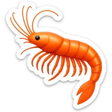 Remove the large front leg from the orange shrimp while keeping the rest of the shrimp unchanged and natural. Preserve the transparent background. sticker