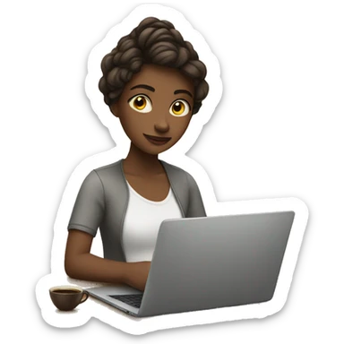 girl with laptop and coffee sticker