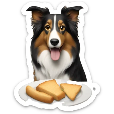 Collie eating at the dinner table sticker