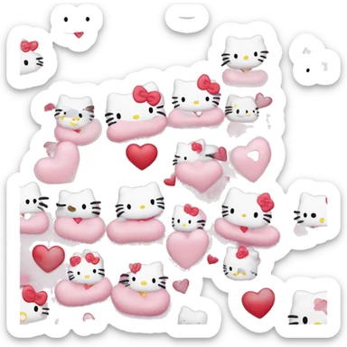 Emoji de hello Kitty con corazones sticker