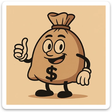 money bag icon, modern flat design, clean lines, subtle shading, professional look sticker