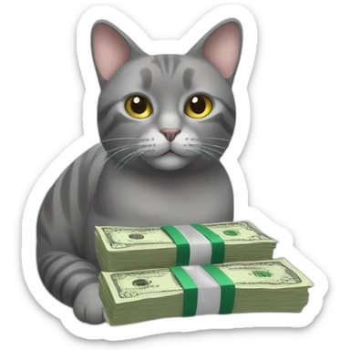 a gray beehive cat with money sticker