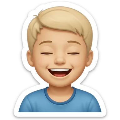 latino little boy laughing with closed eyes sticker