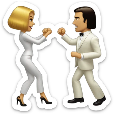 Uma Thurman and John Travolta dancing in Pulp Fiction sticker