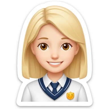 smiling girl in school uniform sticker
