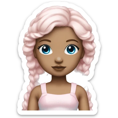 ocean blue doll eyes, brun hair, feminine, pink, girl, angelic sticker
