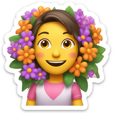 Heart face holding flowers  sticker