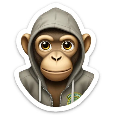 An athletic monkey in a stone island hoodie. sticker