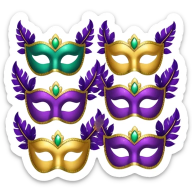 3 mardi gras masks lined up in a row sticker
