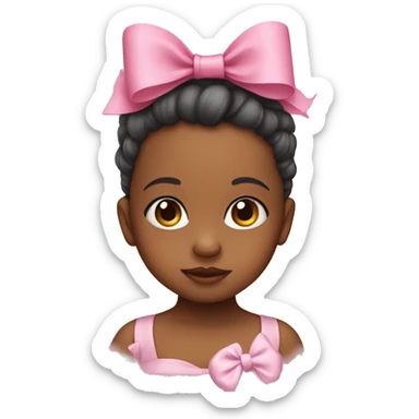 baby wearing a pink bow in her hair sticker