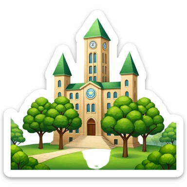 paisaje verde con una universidad sticker