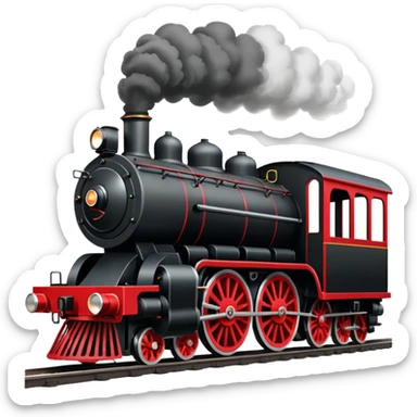 straight on view of an old-fashion steam train coming down the tracks sticker