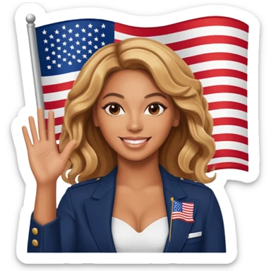 Beyonce with waving american flag sticker