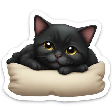 Black munchkin cat sleeping sticker