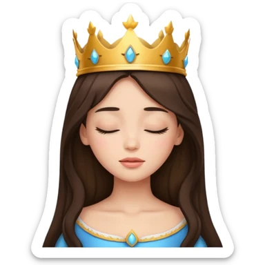 a brunette hair beautiful princess closing her eyes calmly sticker