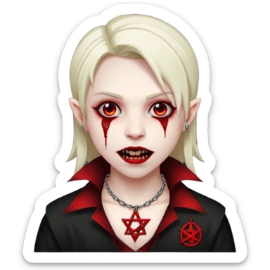 make a vampire with blood in mouth and a pentagram in necklace in a black wall sticker