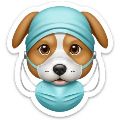 dog Wearing Medical Mask sticker
