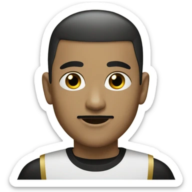 White boy with black buzz cut and mustache and gold chain  sticker