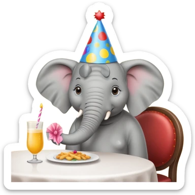 elephant  at a restaurant table sticker