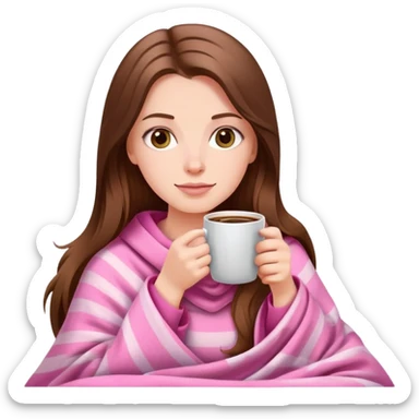 A pretty white girl with very long brown hair in a pink blanket sipping coffee emoji created using Al. Copy and paste A pretty white girl with very long brown hair in a pink blanket sipping coffee emoji to use or share on Discord and Slack.


 sticker