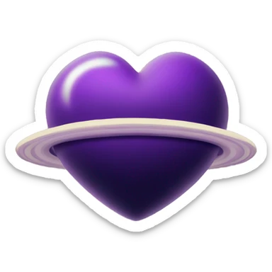 heart shape purple saturn planet sticker