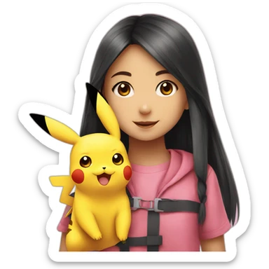 Pikachu with kid girl sticker