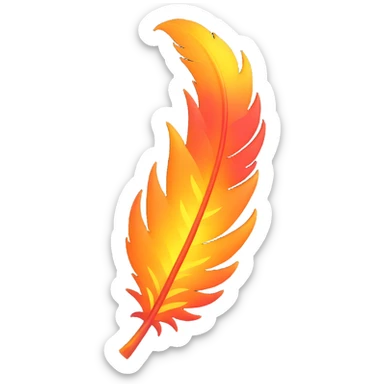 a mystical phoenix feather, radiant with fiery sparks, fantasy-inspired sticker